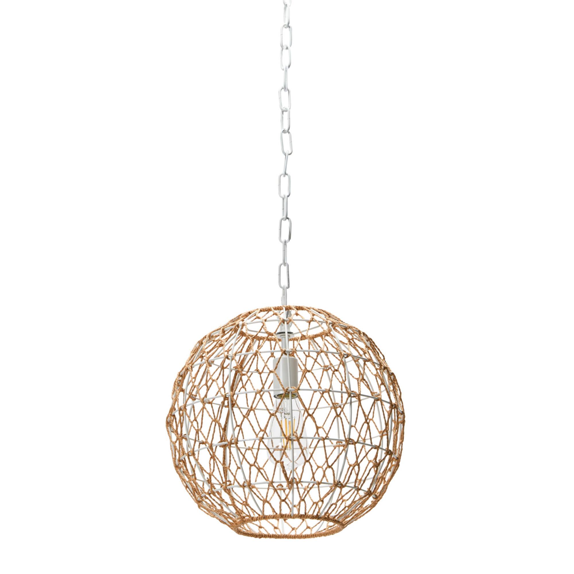 Hello Honey® Robert Stevenson Lighting Alaina 14" Natural Paper Rope & Metal Ceiling Light